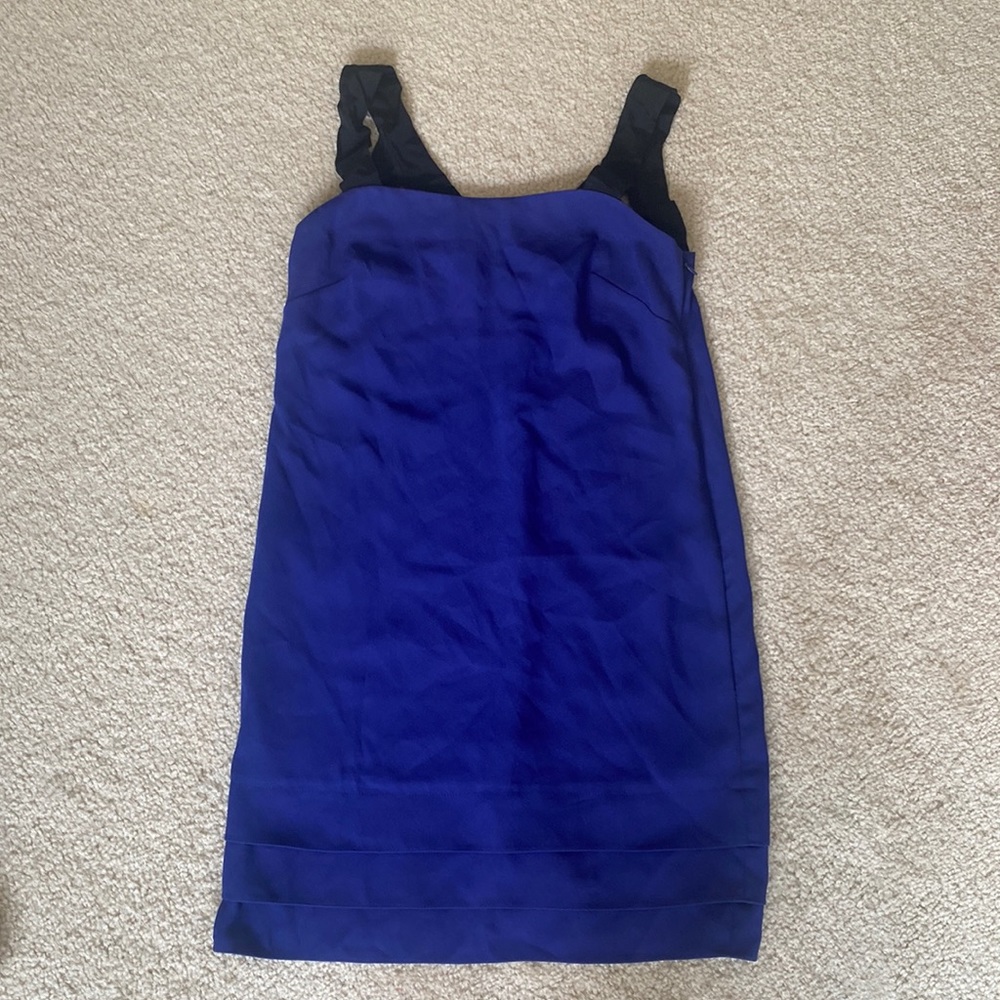 Blue dress with black straps Banana Republic dress.  Size 2, brand new with tags